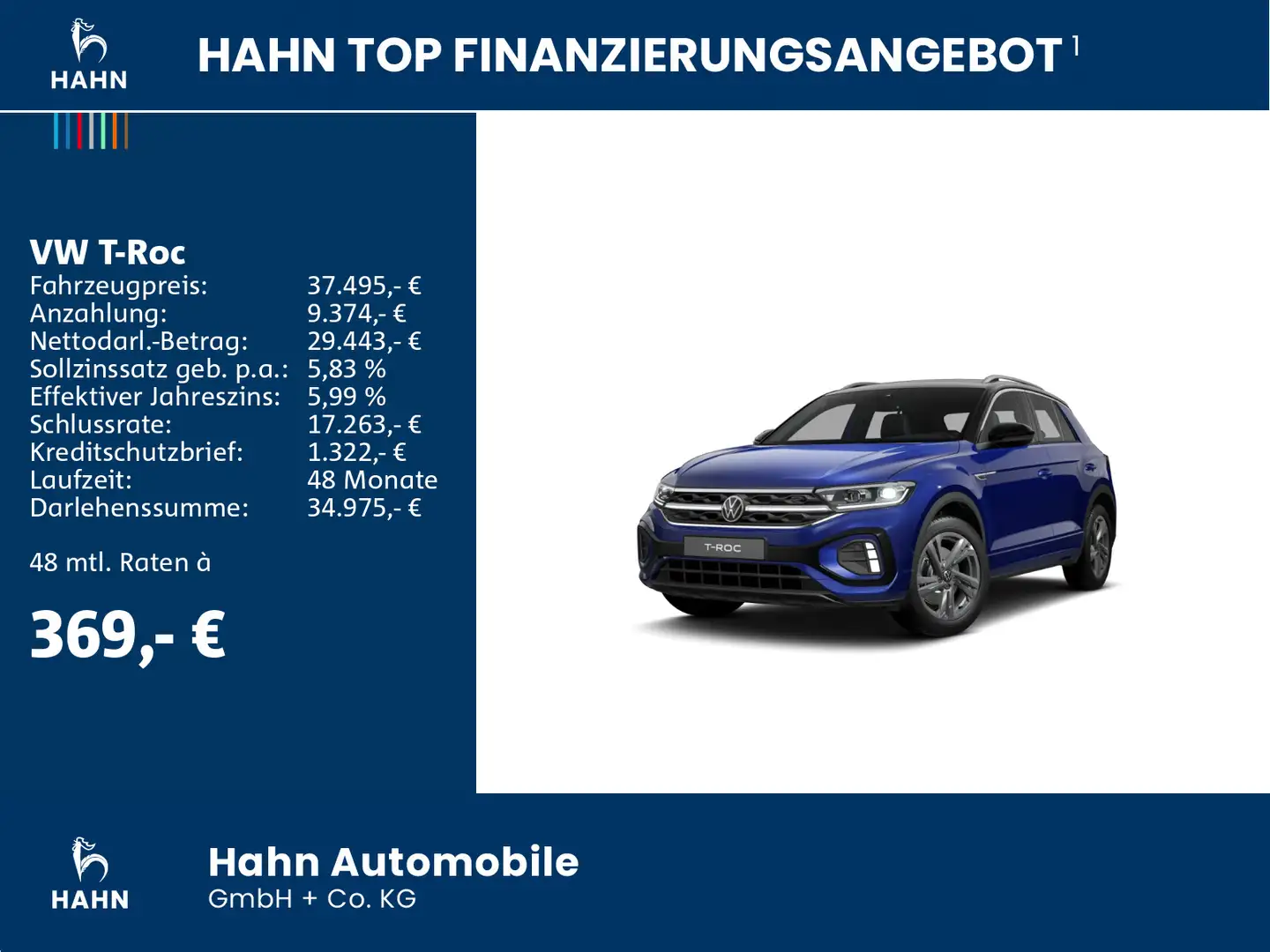 Volkswagen T-Roc R-Line 2.0 l TSI 4MOTION 190PS DCC IQ.LIGH Blau - 2