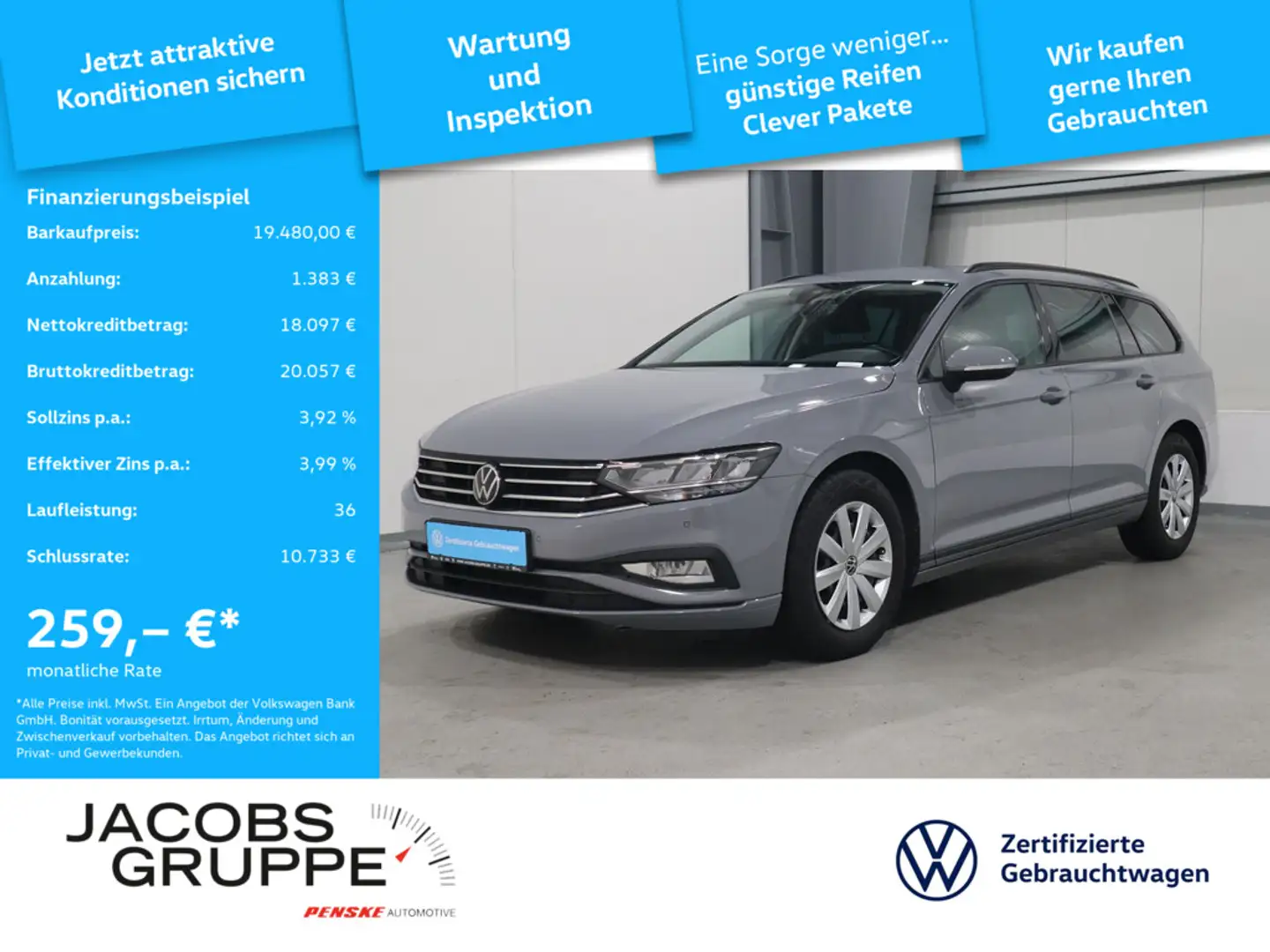 Volkswagen Passat Variant 2.0 TDI Navi*ACC*CAM*SHZ*LED Grigio - 1