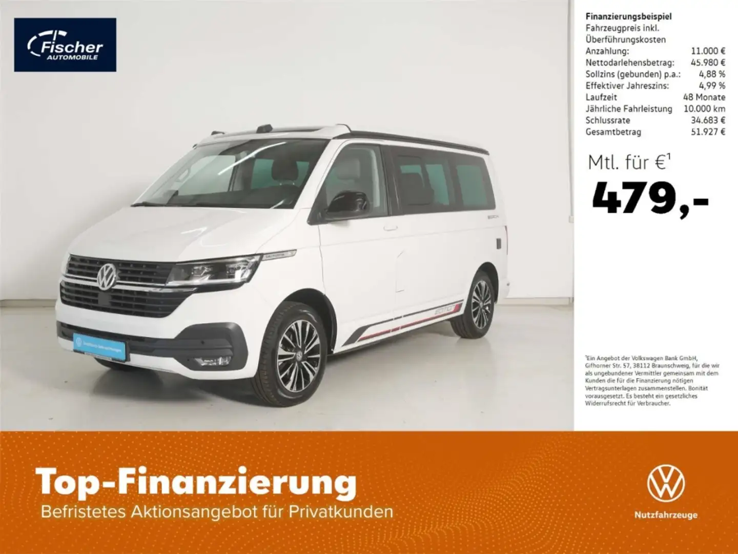 Volkswagen T6.1 California 2.0 TDI Beach Edition DSG NAV Weiß - 1