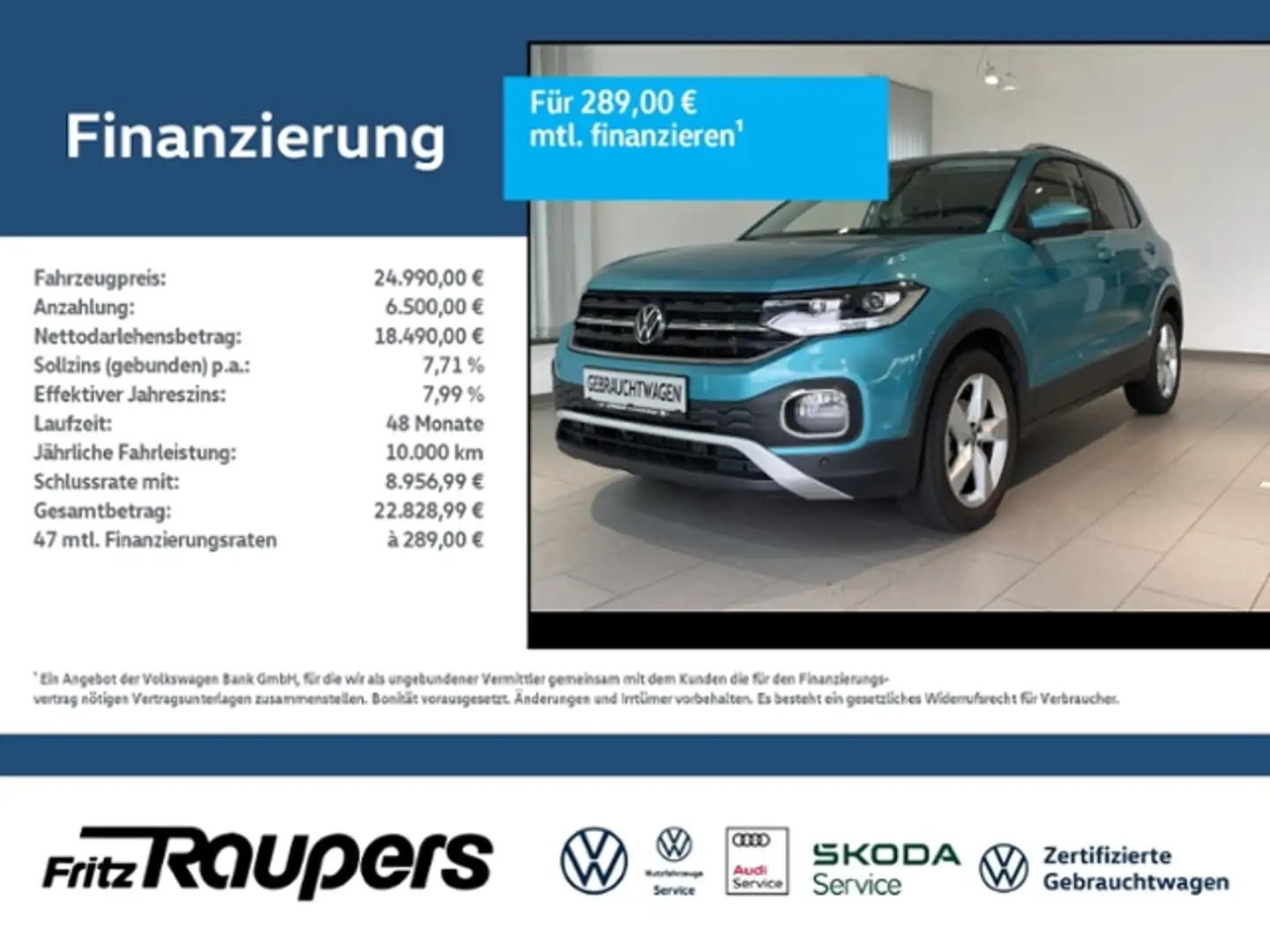 Volkswagen T-Cross 1.0 TSI DSG Style +KAMERA+NAVI Bleu - 1