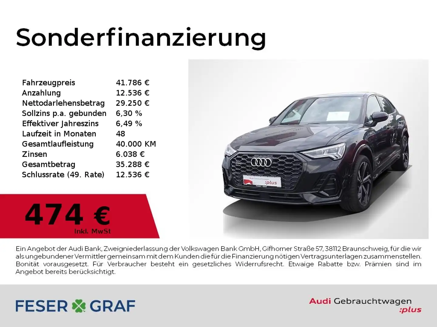 Audi Q3 Sportback 40 TDI qu S Line Int Pano,Leder,20" Schwarz - 1