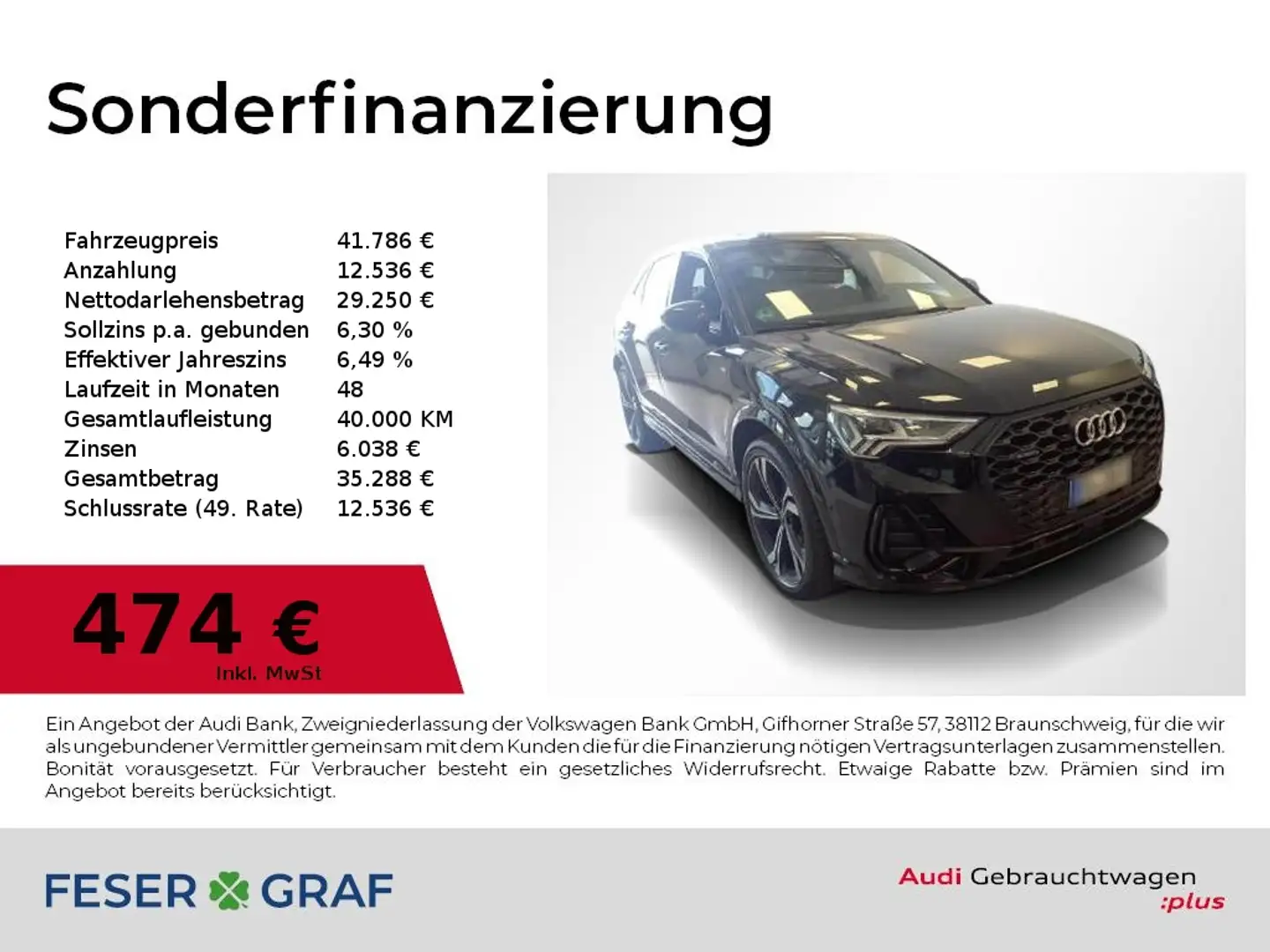 Audi Q3 Sportback 40 TDI qu S Line Int Pano,Leder,Matrix,N Schwarz - 1