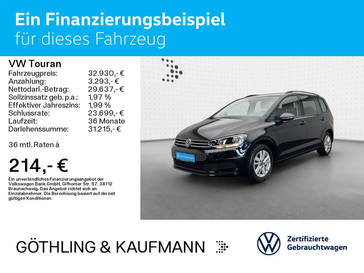 Volkswagen Touran Comfortline 1.5 TSI 110kW 6-Gang*NAVI*STD Schwarz - 2
