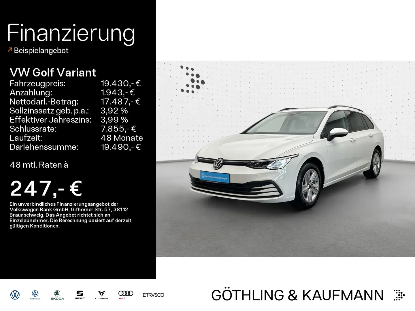 Volkswagen Golf Variant Life 2.0 TDI SCR 85kW*NAVI*AHK*ACC* Weiß - 1