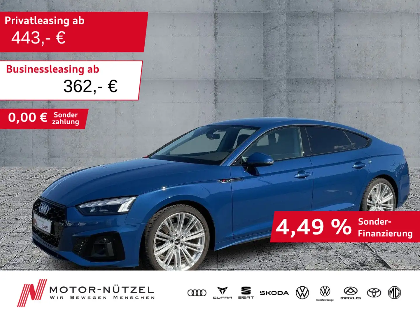 Audi A5 35 TDI S-TR S-LINE MATRIX+NAVI+AHK Blau - 1