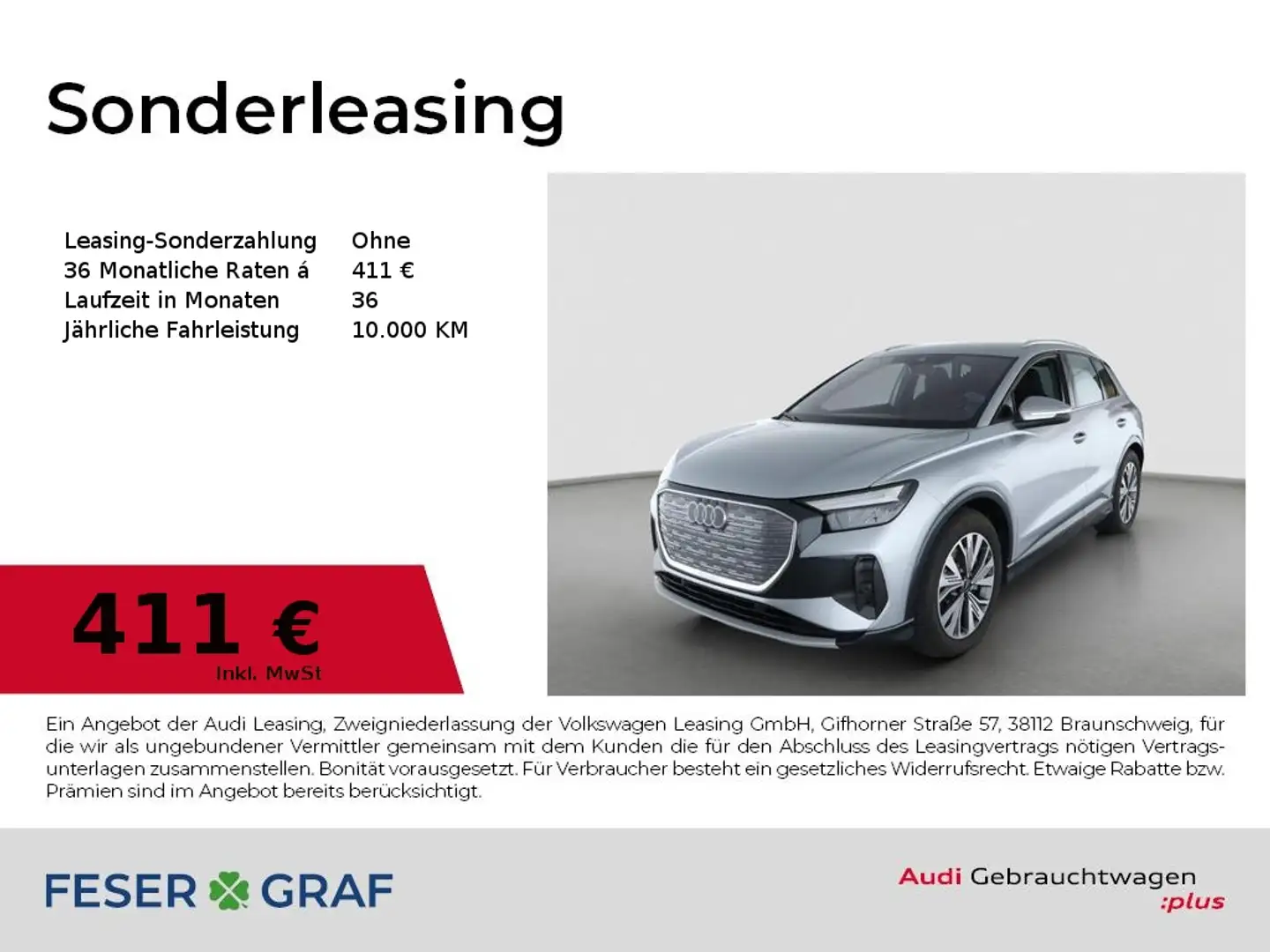 Audi Q4 e-tron 55 LED/HuD/ACC/Klima-Paket/R-Kamera/20 Zoll Silber - 1