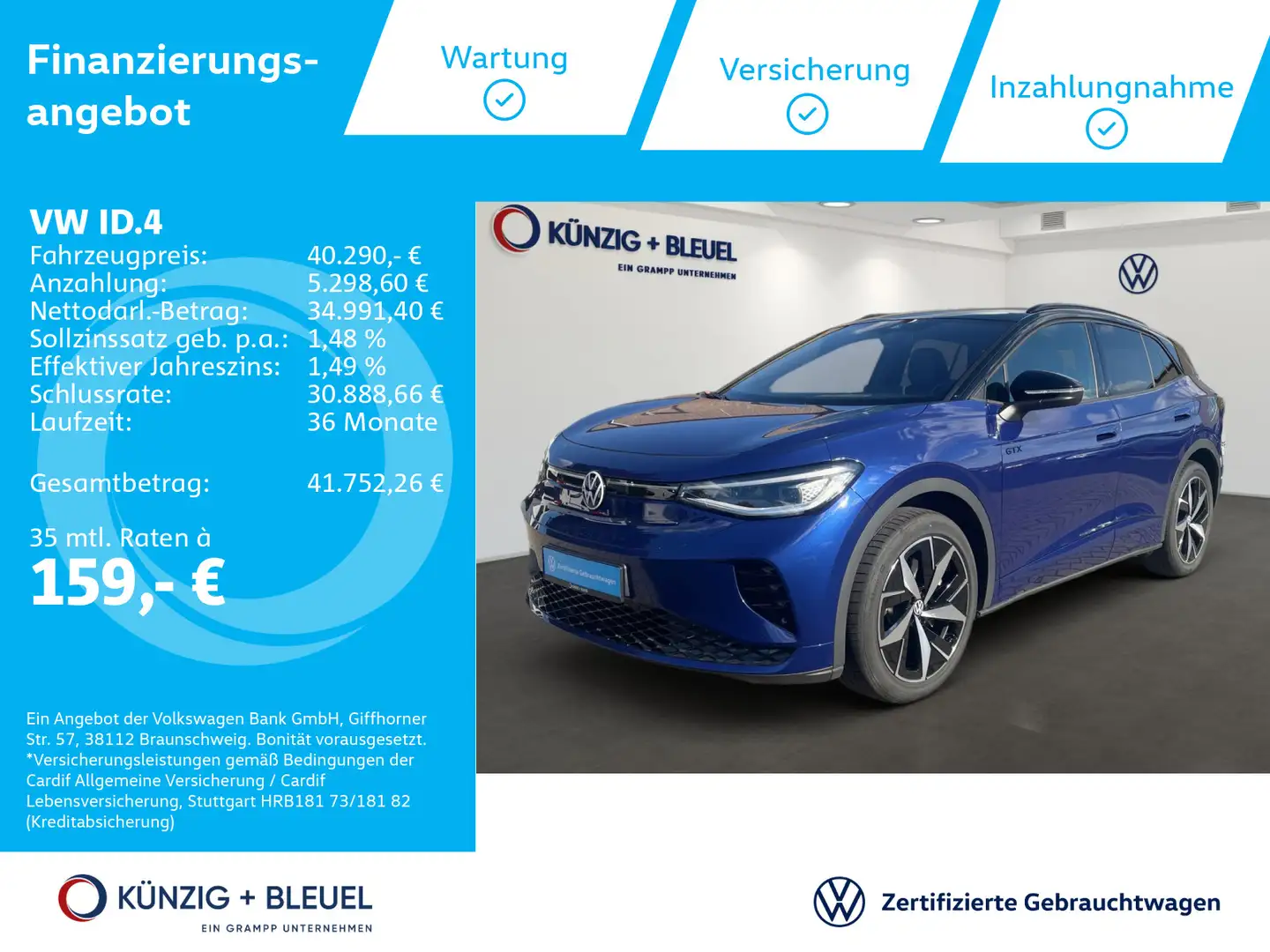 Volkswagen ID.4 ID.4 GTX 4MO*Nav*Matrix*CarPlay* Blau - 1