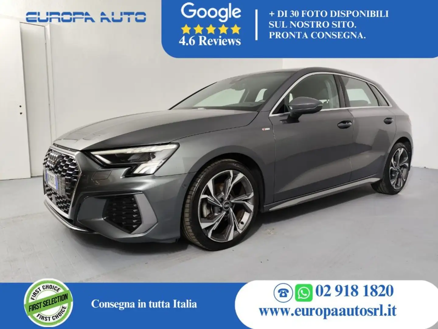 Audi A3 SPB 30 TDI S tronic S line Gris - 1