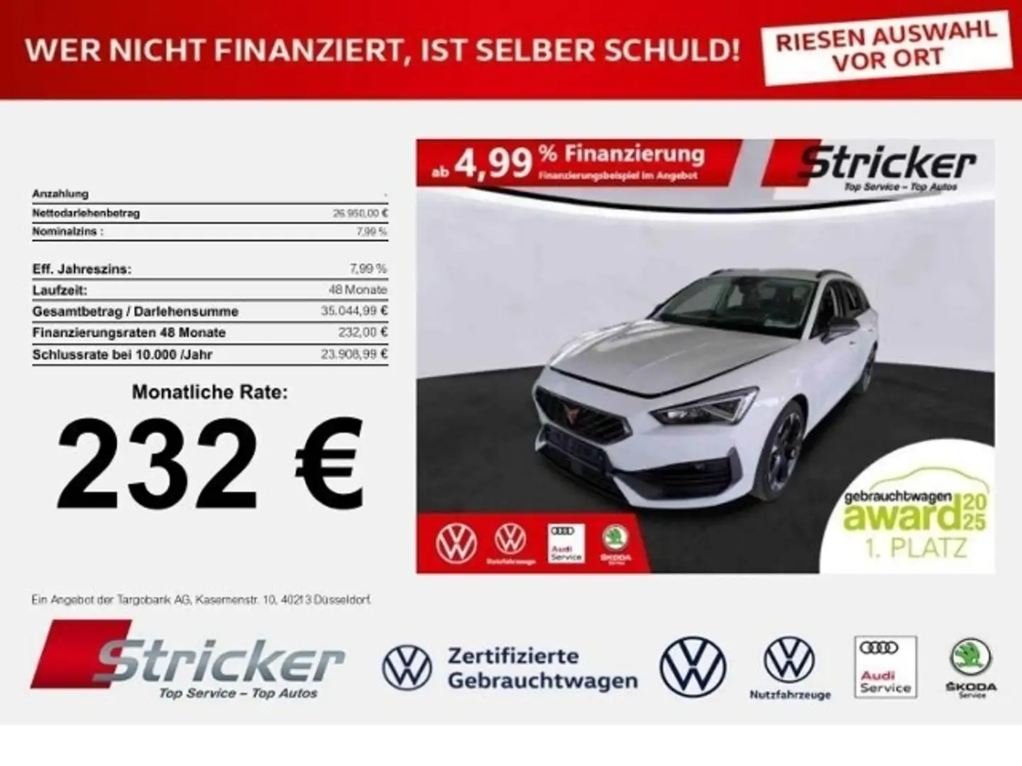 CUPRA Leon SP 2.0TDI DSG 232,-ohne Anzahlung Navi Kamera Weiß - 1
