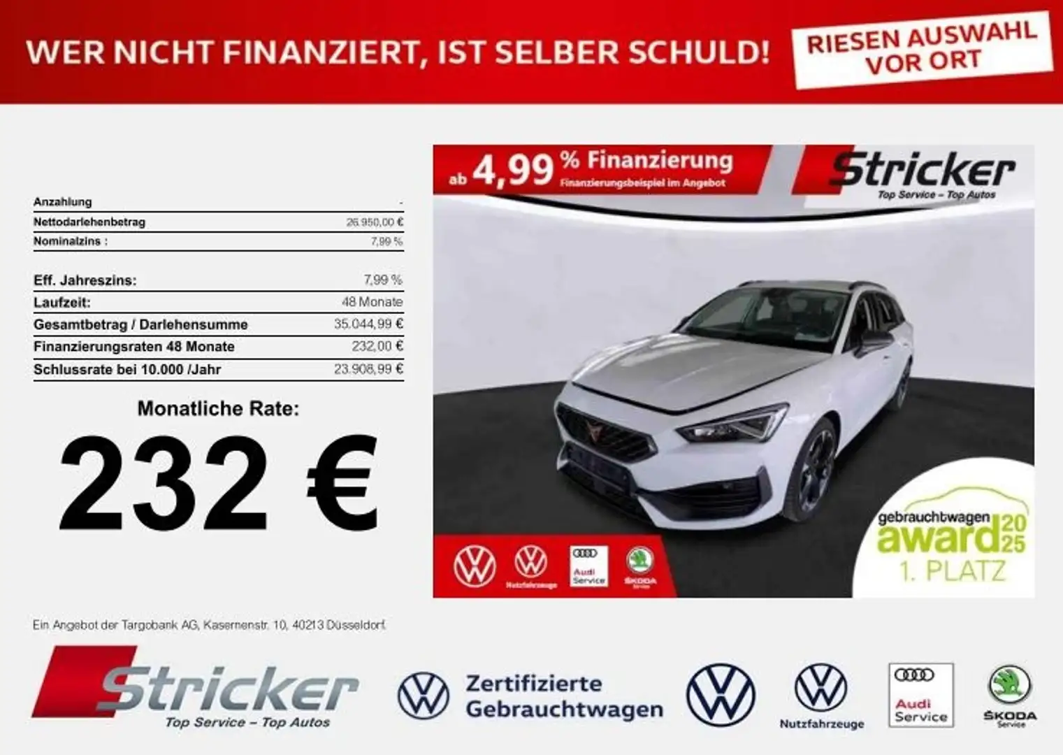 CUPRA Leon SP 2.0TDI DSG 232,-ohne Anzahlung Navi Kamera Weiß - 2