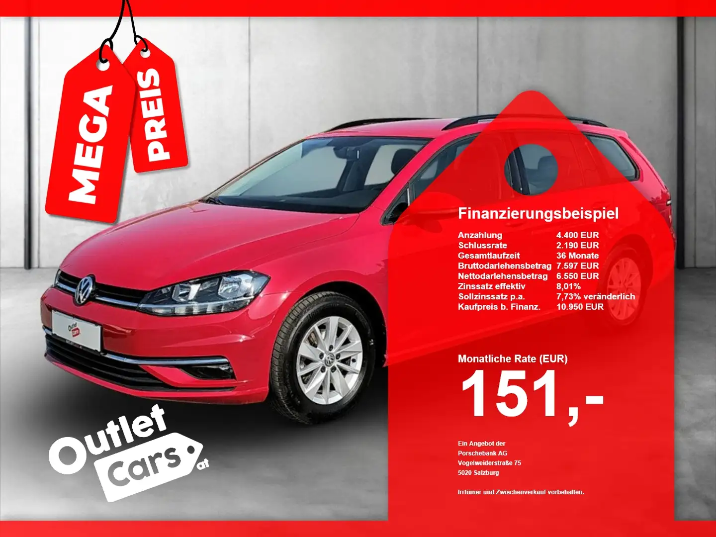 Volkswagen Golf Variant Golf VII Variant 1.0 TSI BMT Rabbit RADAR+RADAR Rot - 1