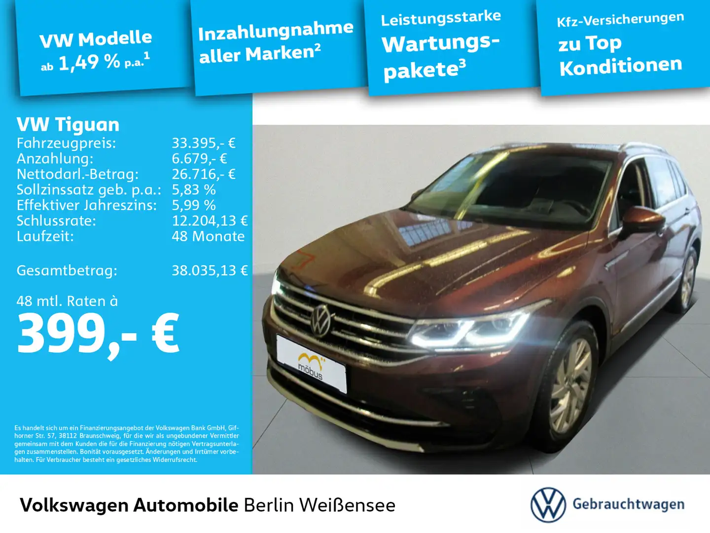 Volkswagen Tiguan 2.0 TSI Elegance 4Motion*RFK*NAVI*KESSY*M Braun - 1
