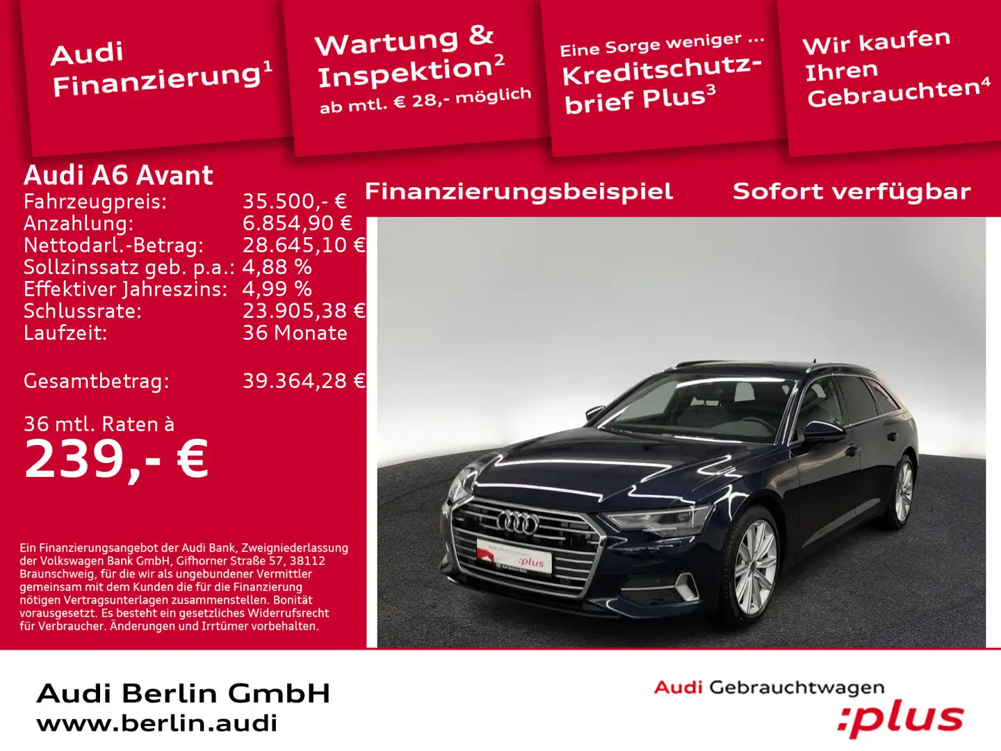 Audi A6 Sport 40 TDI S tr. LEDER LED NAVI RFK Blau - 1
