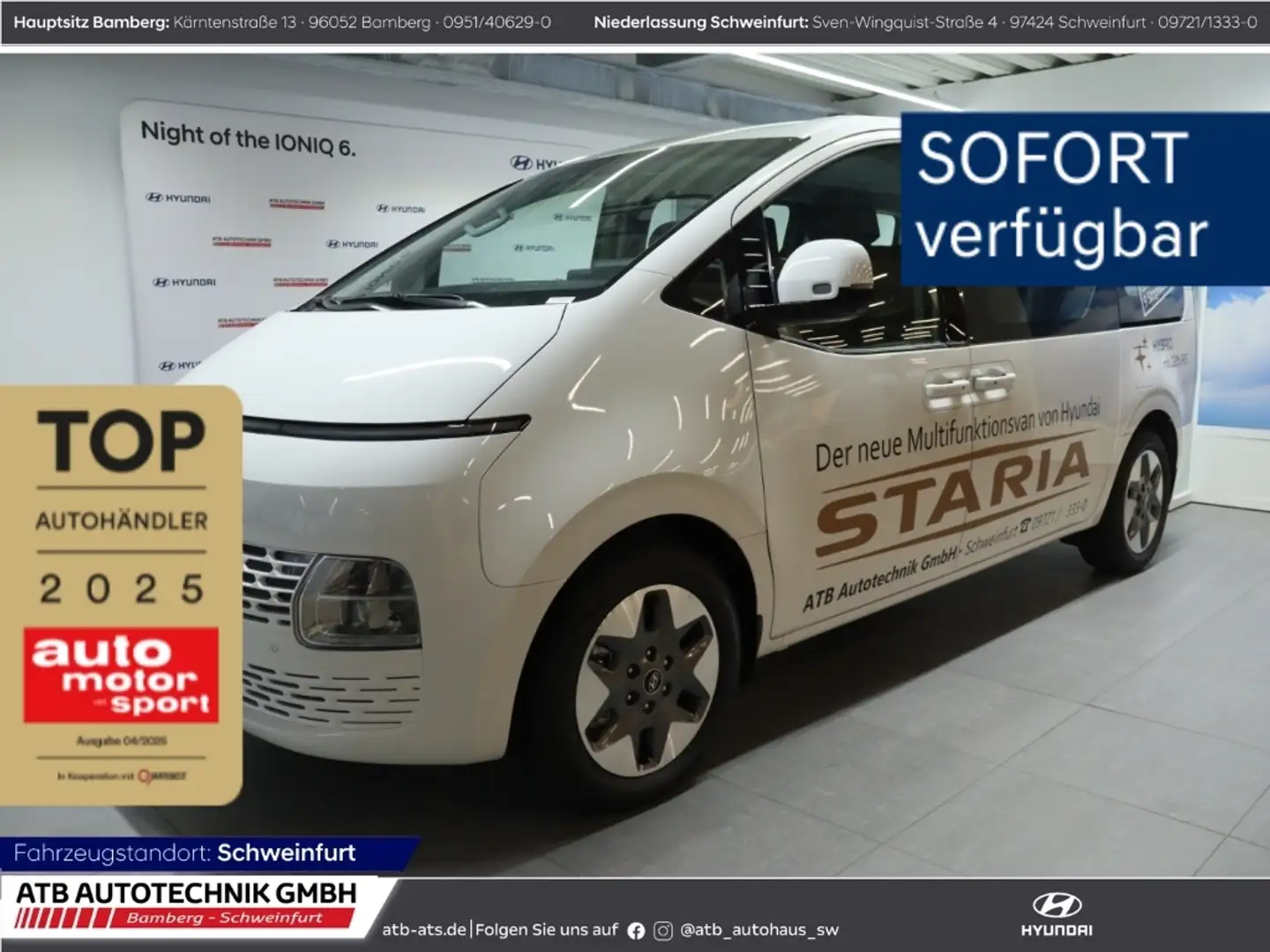 Hyundai STARIA Trend MY25 1.6 T-GDI HEV 6-AT 18'' Alu, Park-P, Ea Weiß - 1