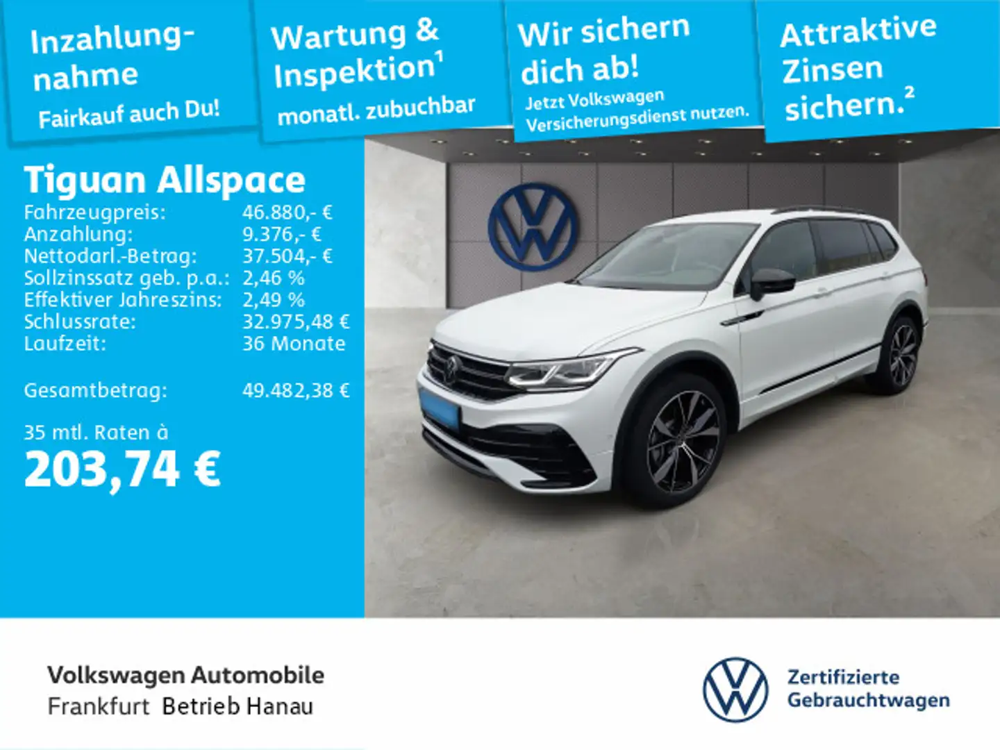 Volkswagen Tiguan Allspace 2.0 TDI 4Motion R-Line MatrixLED Weiß - 1