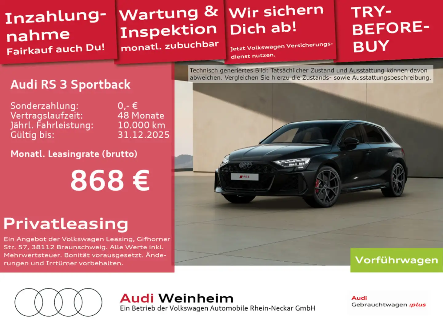Audi RS3 2.5 TFSI  quattro Pano Navi Kamer Schwarz - 1