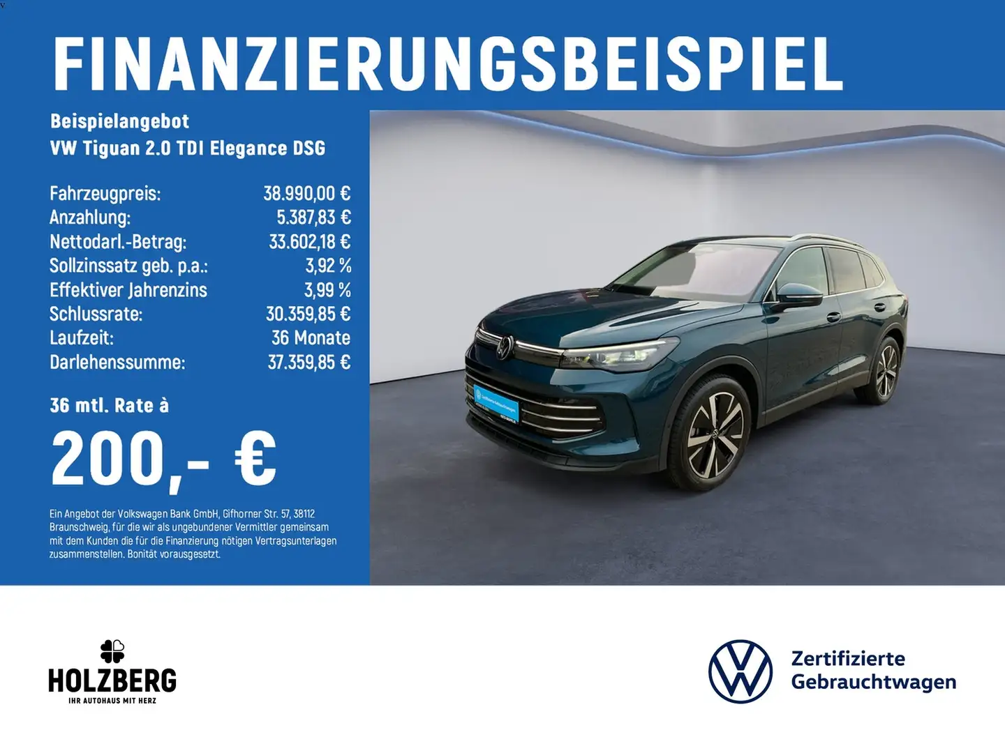 Volkswagen Tiguan 2.0 TDI Elegance DSG AHK+STHZ+NAVI Blau - 2