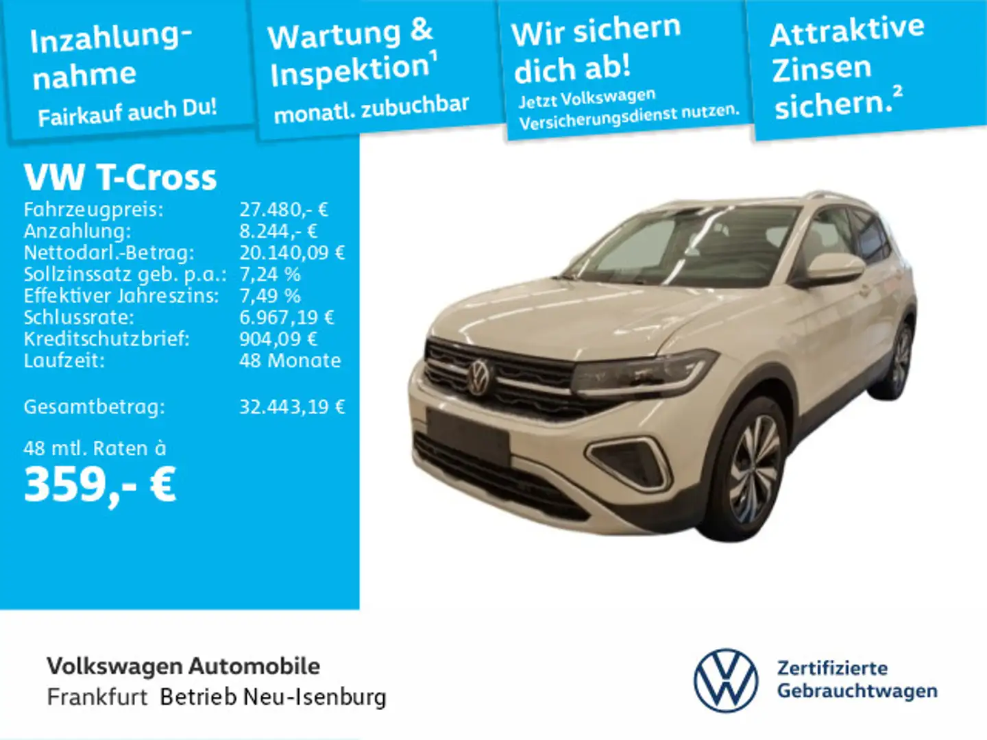 Volkswagen T-Cross 1.0 TSI DSG Style Navi IQ.LIGHT - LED-Ma Grau - 1