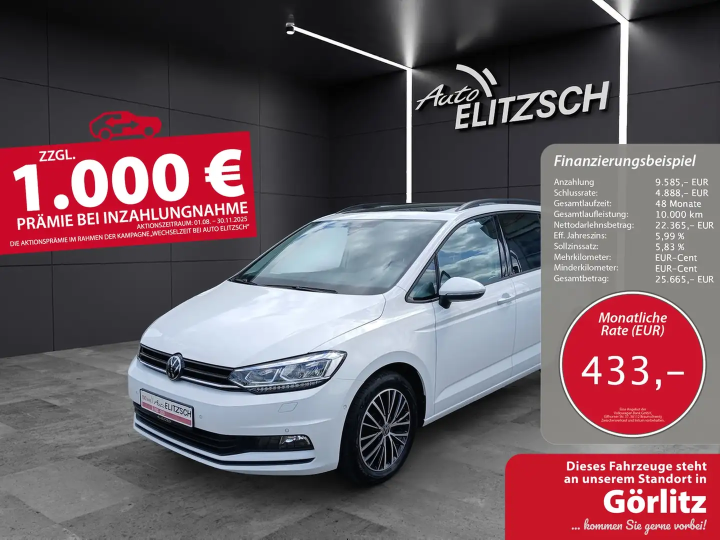 Volkswagen Touran 2.0 TDI Highline DSG AHK Pano Kamera Weiß - 1