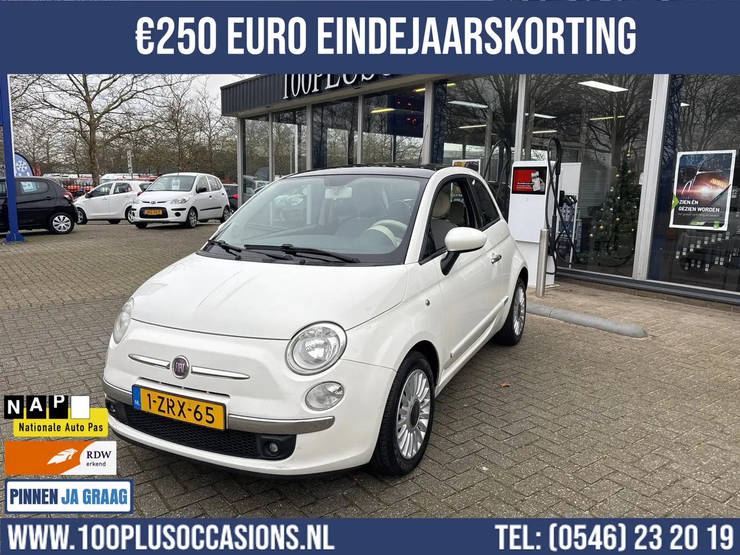 Fiat 500 1.2 Naked. Met glazen Panoramadak, airco en recent Blanc - 1