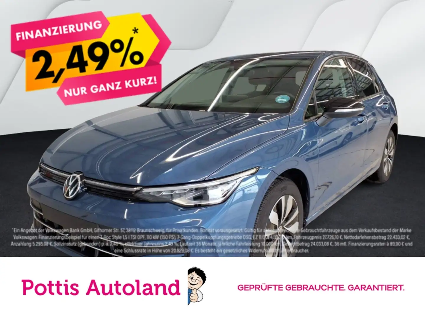 Volkswagen Golf 1.5 eTSI DSG GOAL AHK NAVI KAMERA PDC Blau - 1