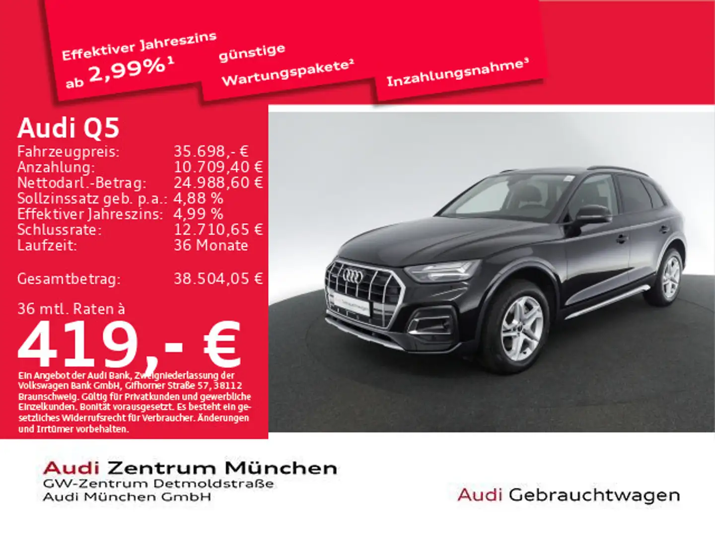 Audi Q5 40 TDI qu. advanced S tronic Virtual/Navi Schwarz - 1