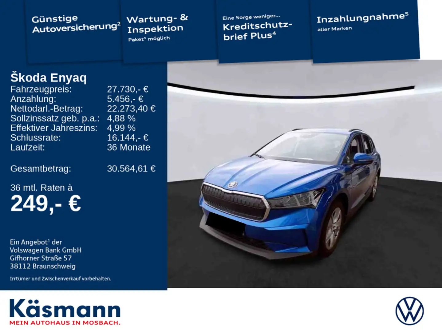 Skoda Enyaq iV 60 AHK NAVI SHZ MATRIX Blau - 1