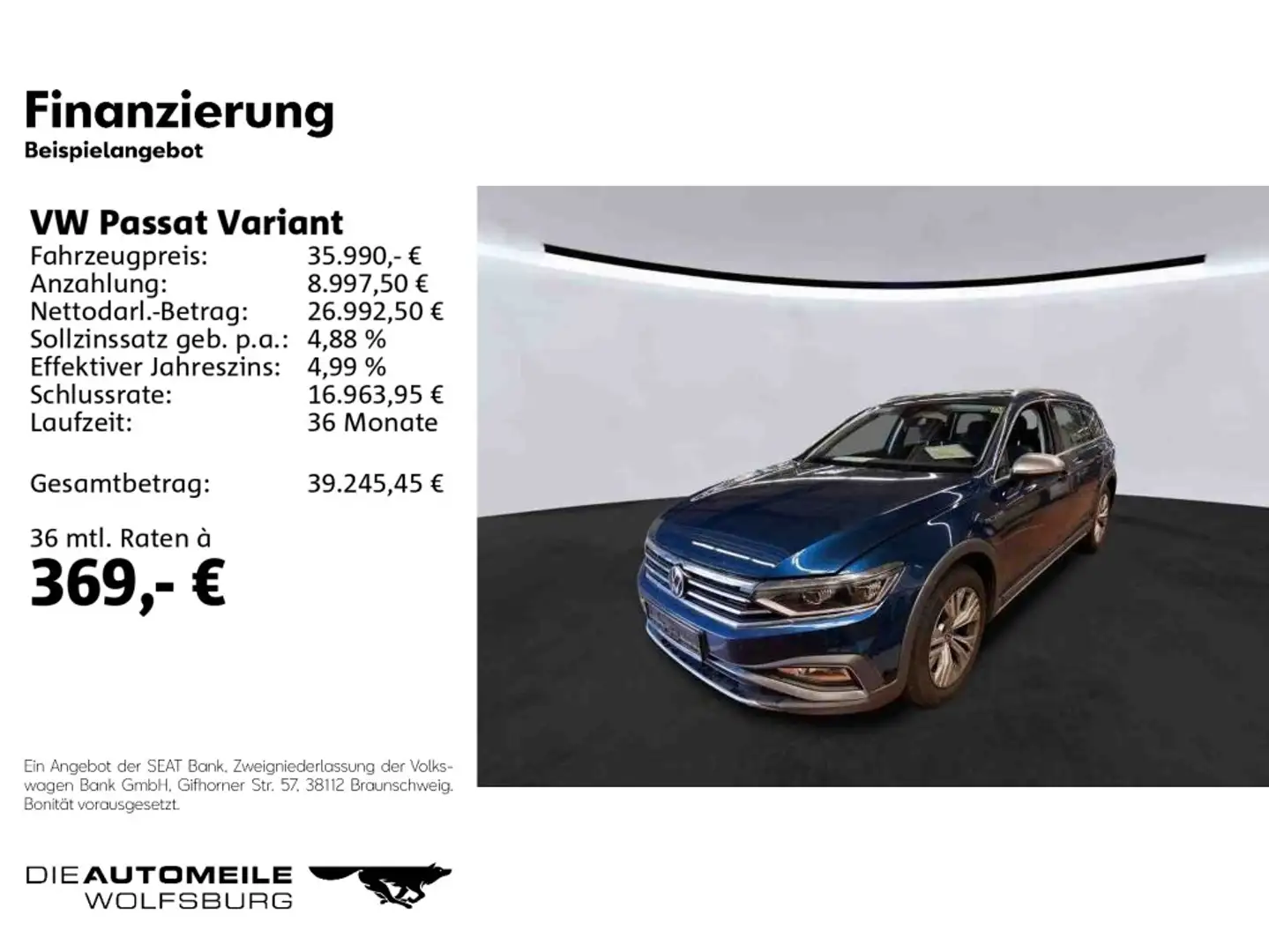 Volkswagen Passat Variant 2.0 TDI 4M DSG Alltrack Matrix/Pa Blau - 2
