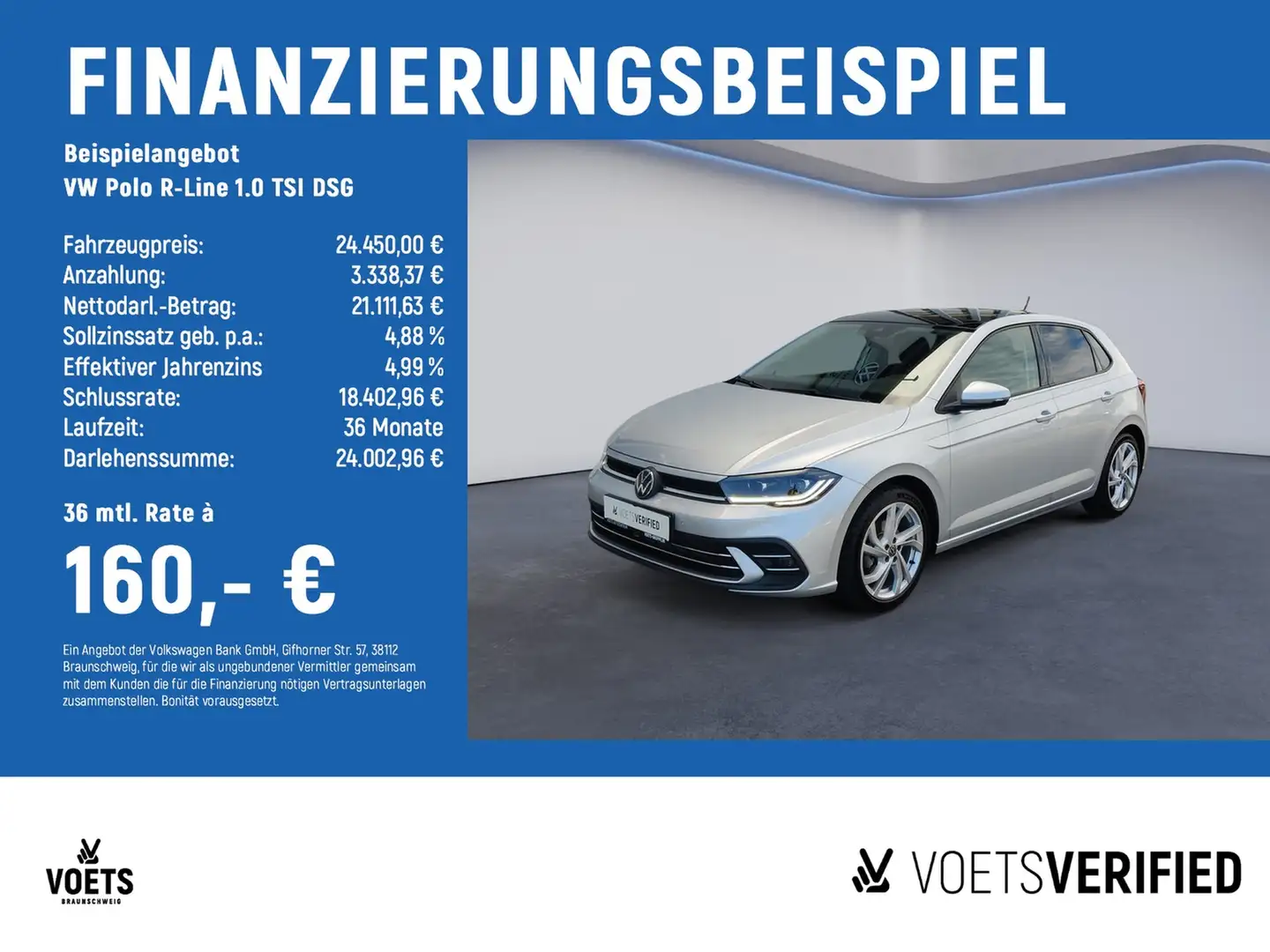 Volkswagen Polo R-Line 1.0 TSI DSG ACC+MATRIX-LED+RearView Silber - 2