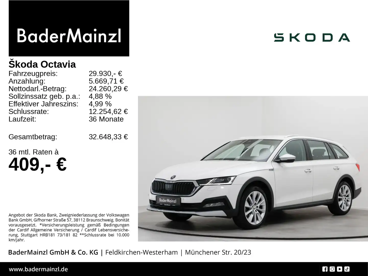 Skoda Octavia Scout 2.0 TDI 4x4 DSG AHK Stdhz HUD Navi Blanc - 1
