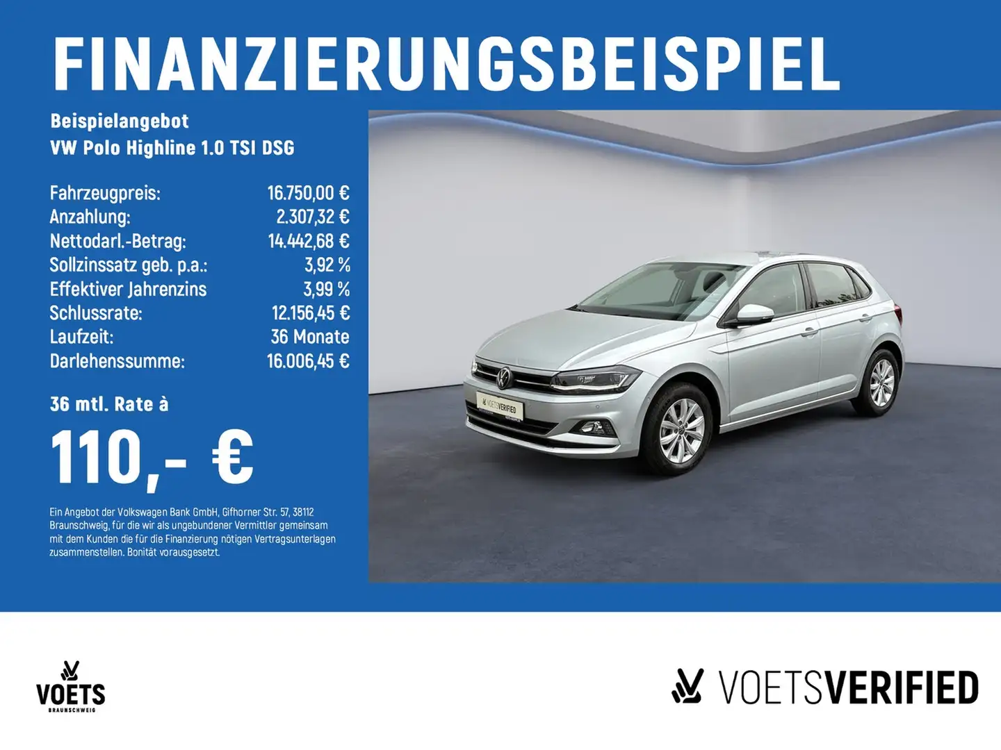 Volkswagen Polo Highline 1.0 TSI DSG AHK+LED+RearView Silber - 2