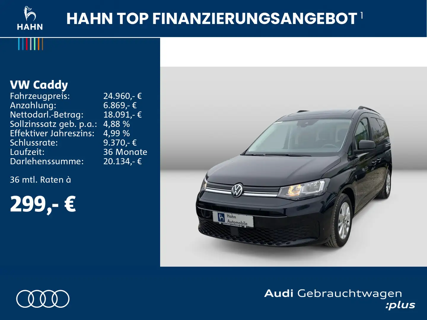 Volkswagen Caddy Life 2.0TDI Virtual CAM Pano Navi Schwarz - 2