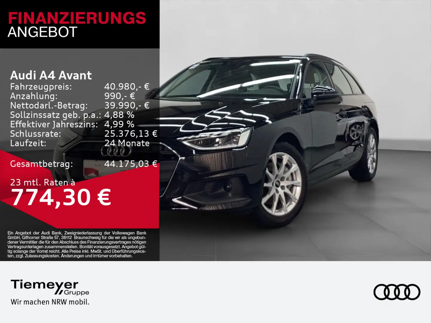 Audi A4 40 TFSI LED NAVI+ LM17 AHK Schwarz - 1