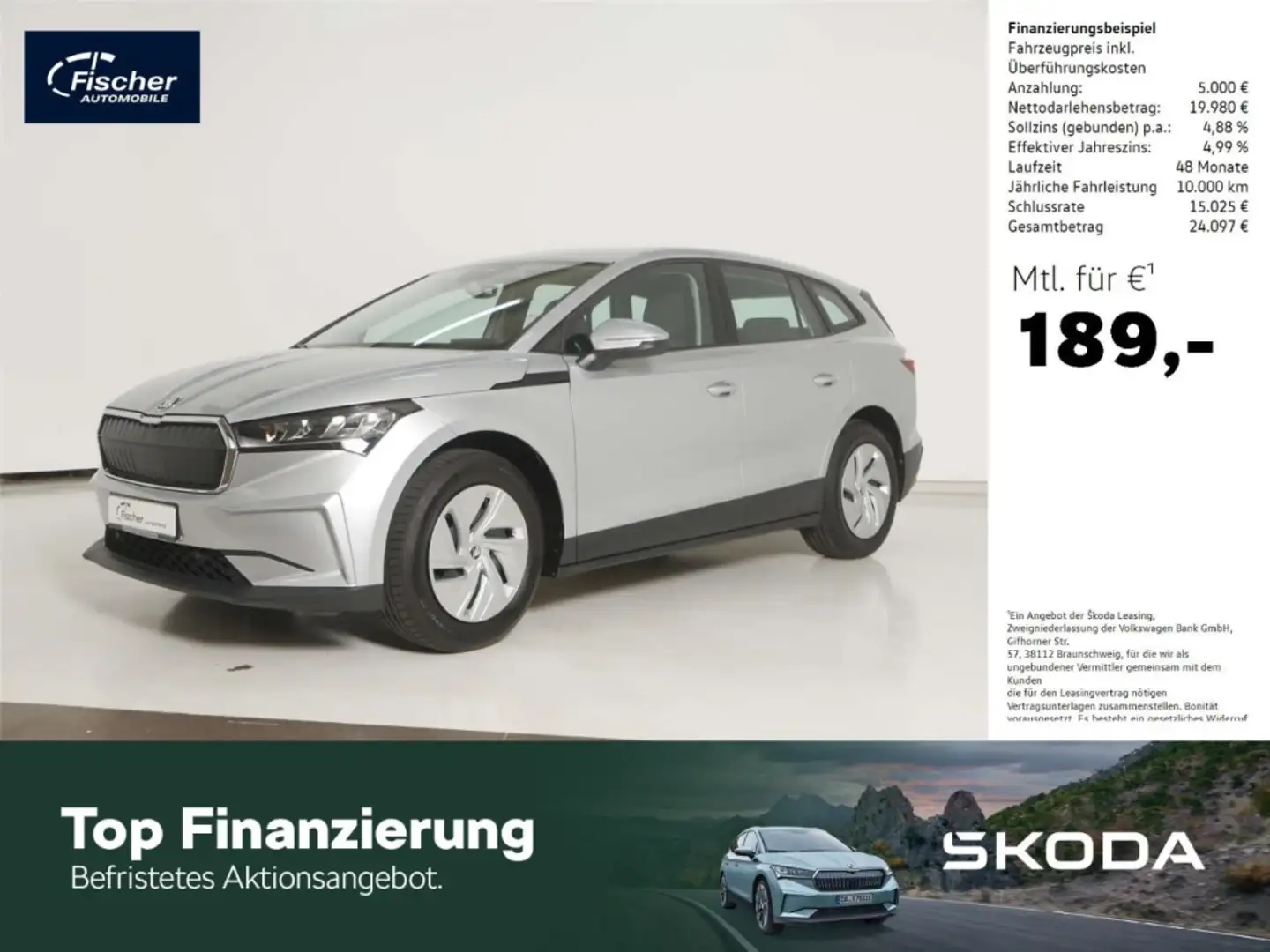 Skoda Enyaq Elektro 50 55 kWh LED/SmartLink/Virt./DAB+ Срібний - 1