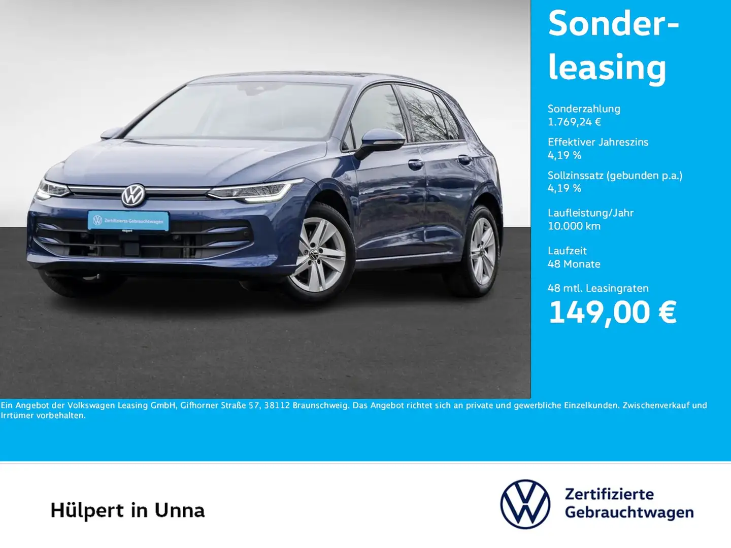 Volkswagen Golf VIII 1.5 LIFE ACC SITZHZ. CARPLAY/ANDROIDA. Modrá - 1