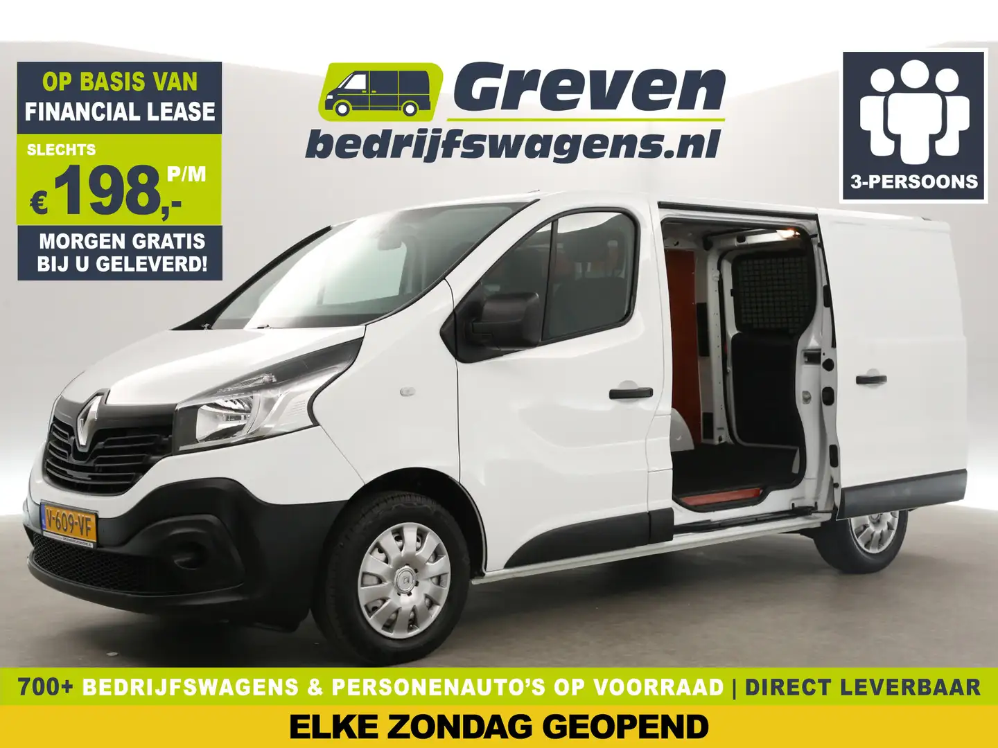 Renault Trafic 1.6 dCi T29 L1H1 2xSchuifdeur Airco Cruise 3 Perso Wit - 1
