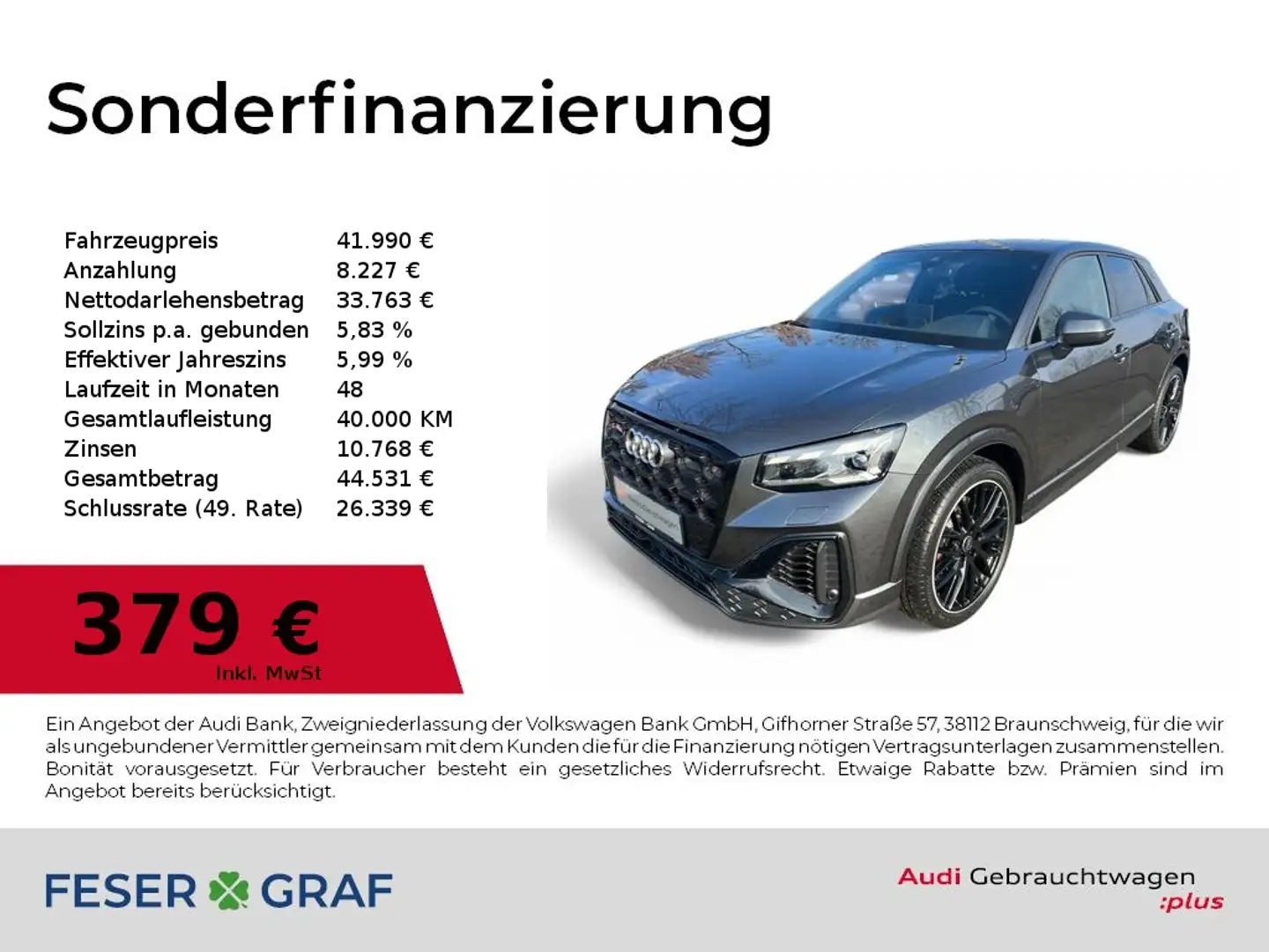Audi SQ2 TFSI S-tronic Matrix-LED/NAVI+/ACC/PDC+/Rückfahrk Grau - 1