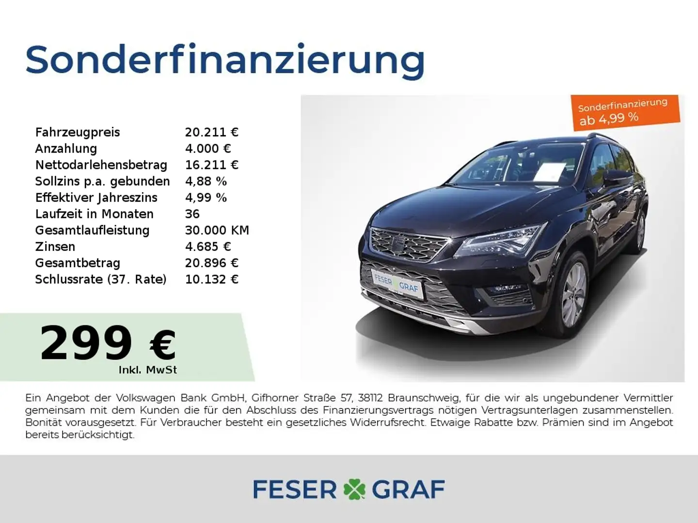 SEAT Ateca Style 1.5 TSI DSG NAVI AHK LED SHZ KAMERA Schwarz - 1