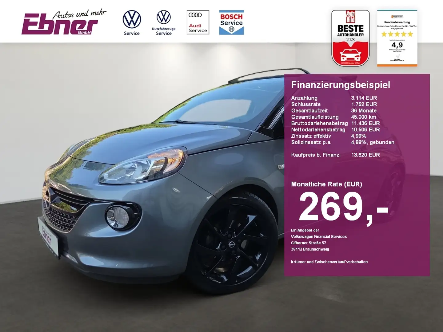 Opel Adam OPEN AIR 1.4 87PS EL.FALTDACH SITZHZG+PDC+NAVI-APP Grigio - 1