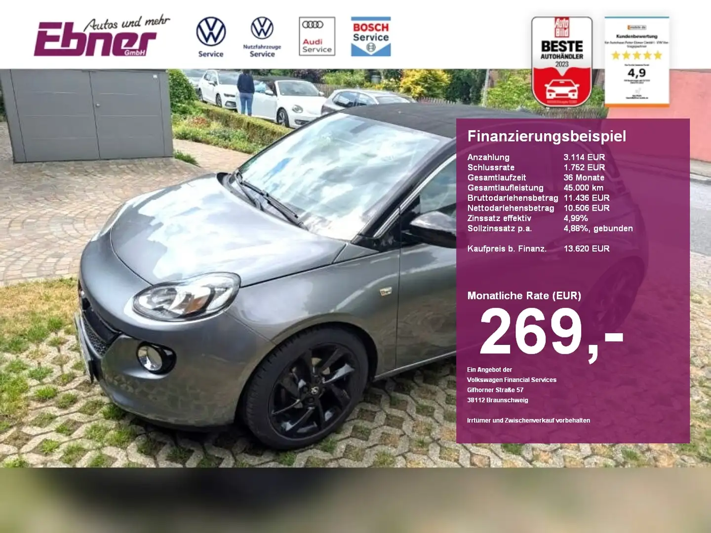 Opel Adam OPEN AIR 1.4 87PS EL.FALTDACH SITZHZG+PDC+NAVI-APP Gris - 1