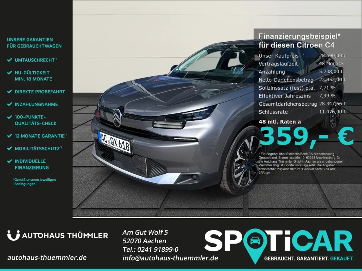 Citroen C4 Max 1.2 Mild-Hybrid 136 EU6e LED Mehrzonenklima SH Grau - 1