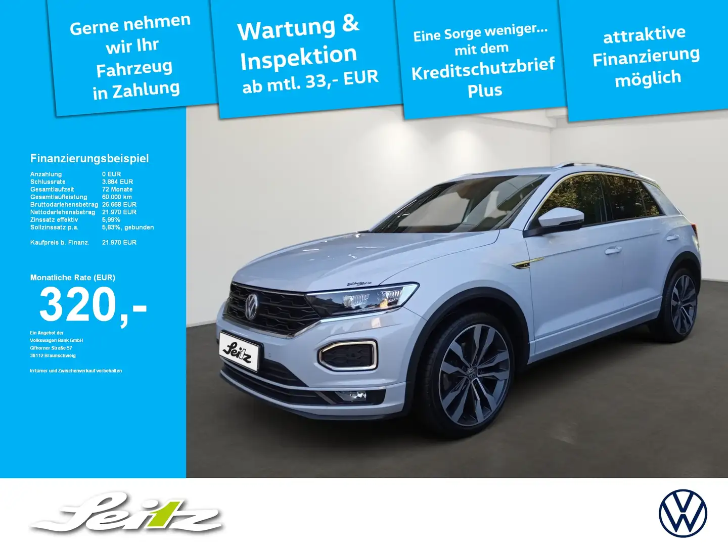 Volkswagen T-Roc 2.0 TSI DSG Sport 4Motion LED. Einparkhilfe. Klima Silber - 1