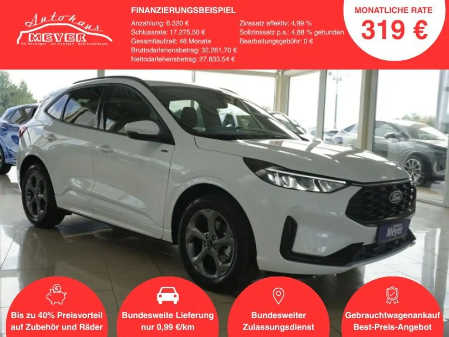 Ford Kuga ST-Line 1,5 186PS Aut.5*J.Gar/LED/Navi/Winterp. Weiß - 1