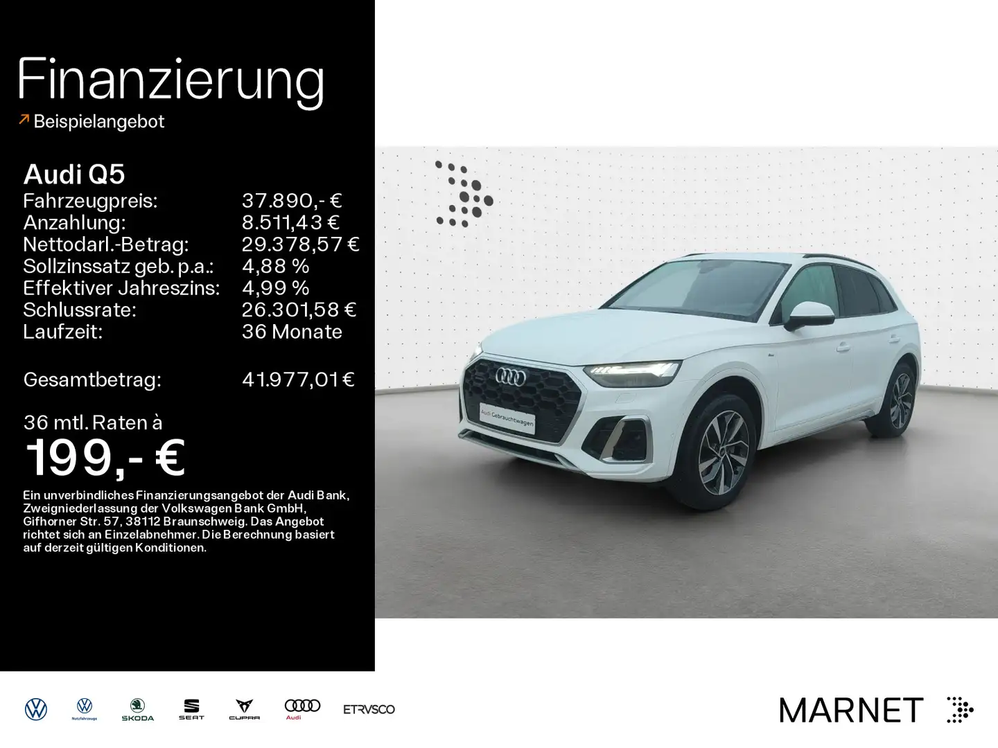 Audi Q5 40 TDI quattro S line*Navi*Matrix*Alu*AHK*PDC Weiß - 1