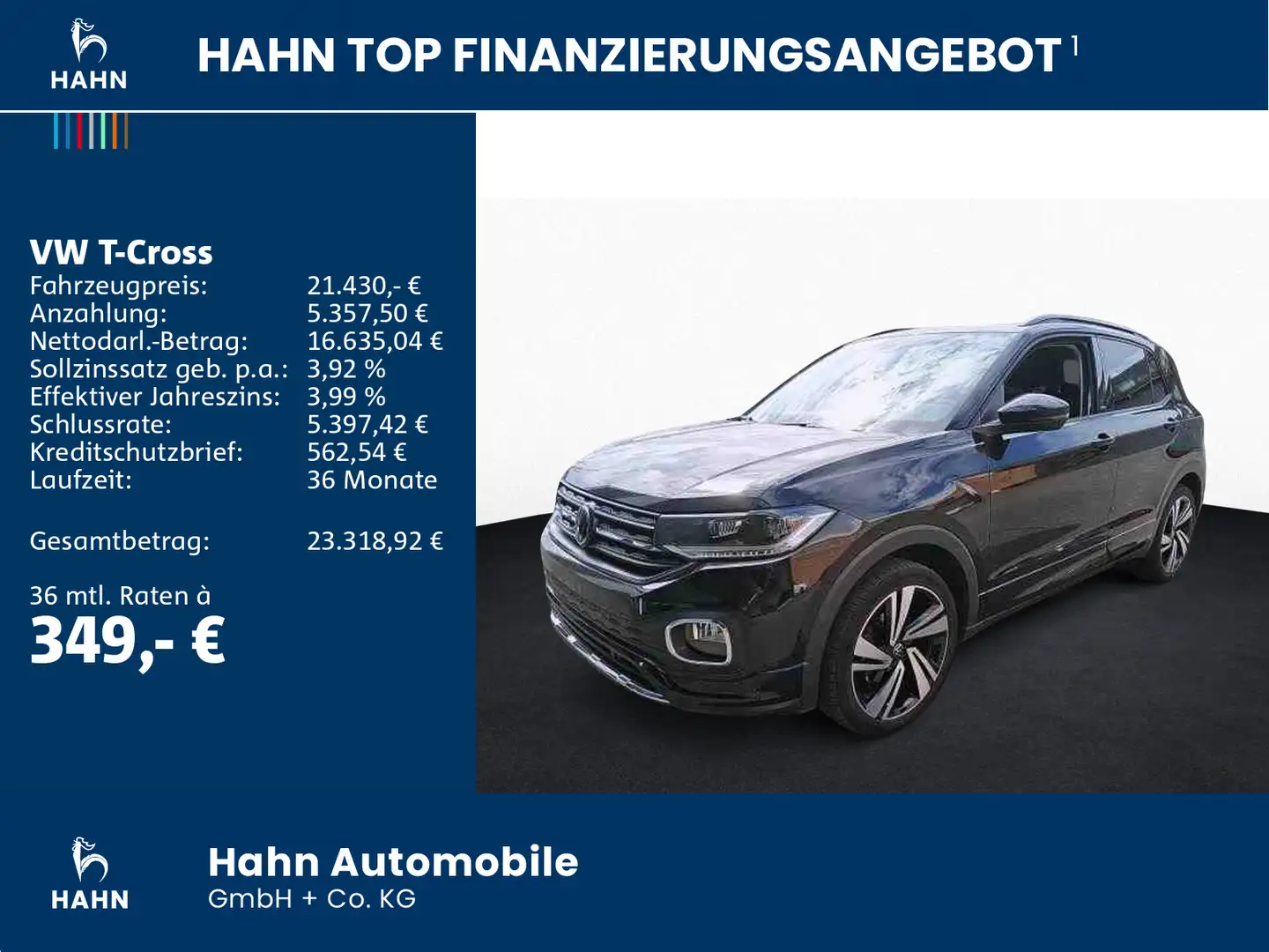 Volkswagen T-Cross 1.0 TSI Active R-Line Navi LED CAM PDC Schwarz - 2