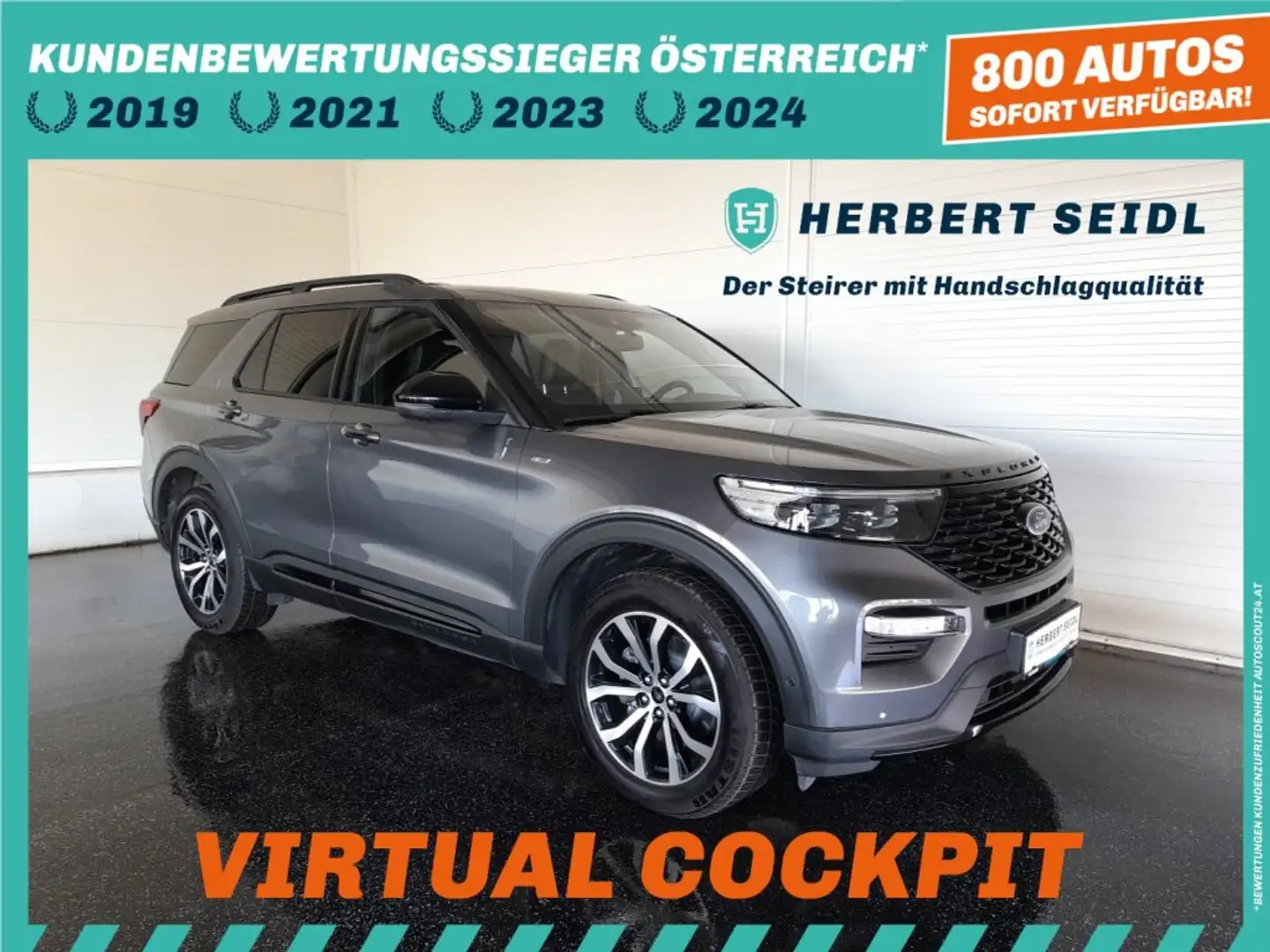 Ford Explorer ST-LINE 3,0 V6 EcoBoost PHEV 4x4 Aut. *7 SITZE / SKY / 360° KAMERA / VOLLEDER BEH. + BELÜFTET / 20 ZOLL / VOLL LED + FLA Grau - 1