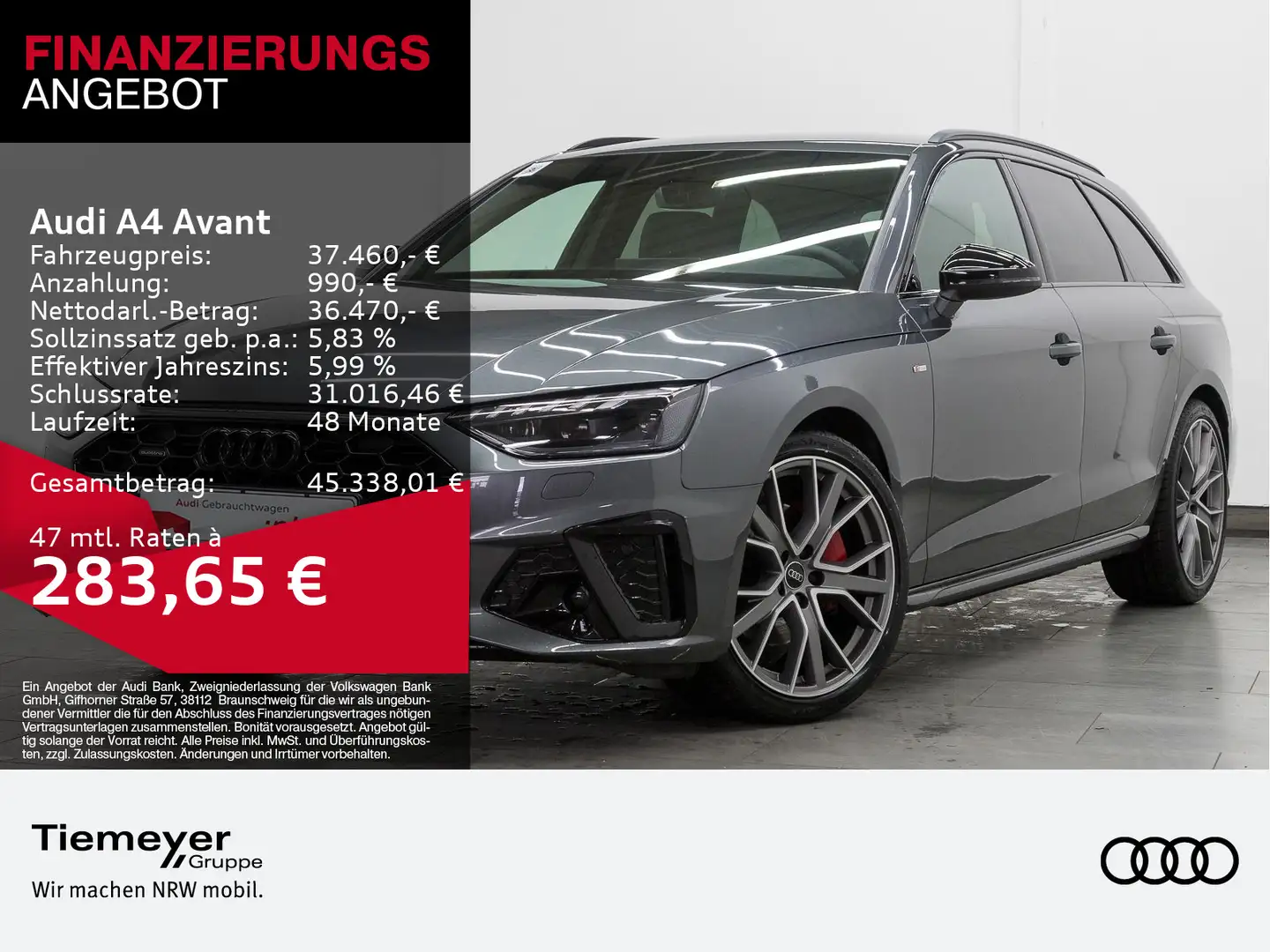 Audi A4 40 TFSI Q 2x S LINE LM19 KAMERA NAVI+ V Grau - 1