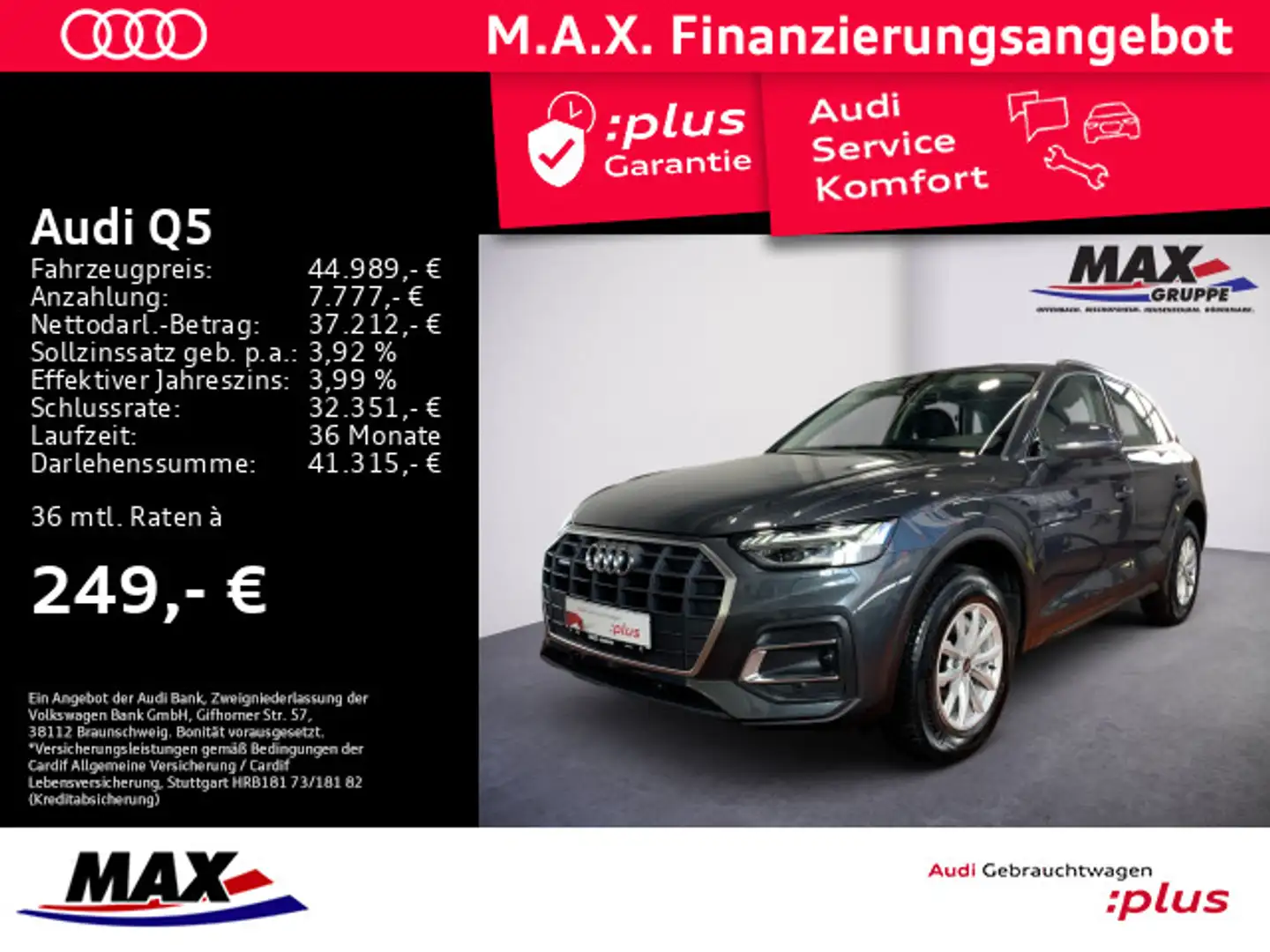 Audi Q5 40 TDI QUATTRO MATRIX-LED+KAMERA+STANDHZG+NAV Grau - 1