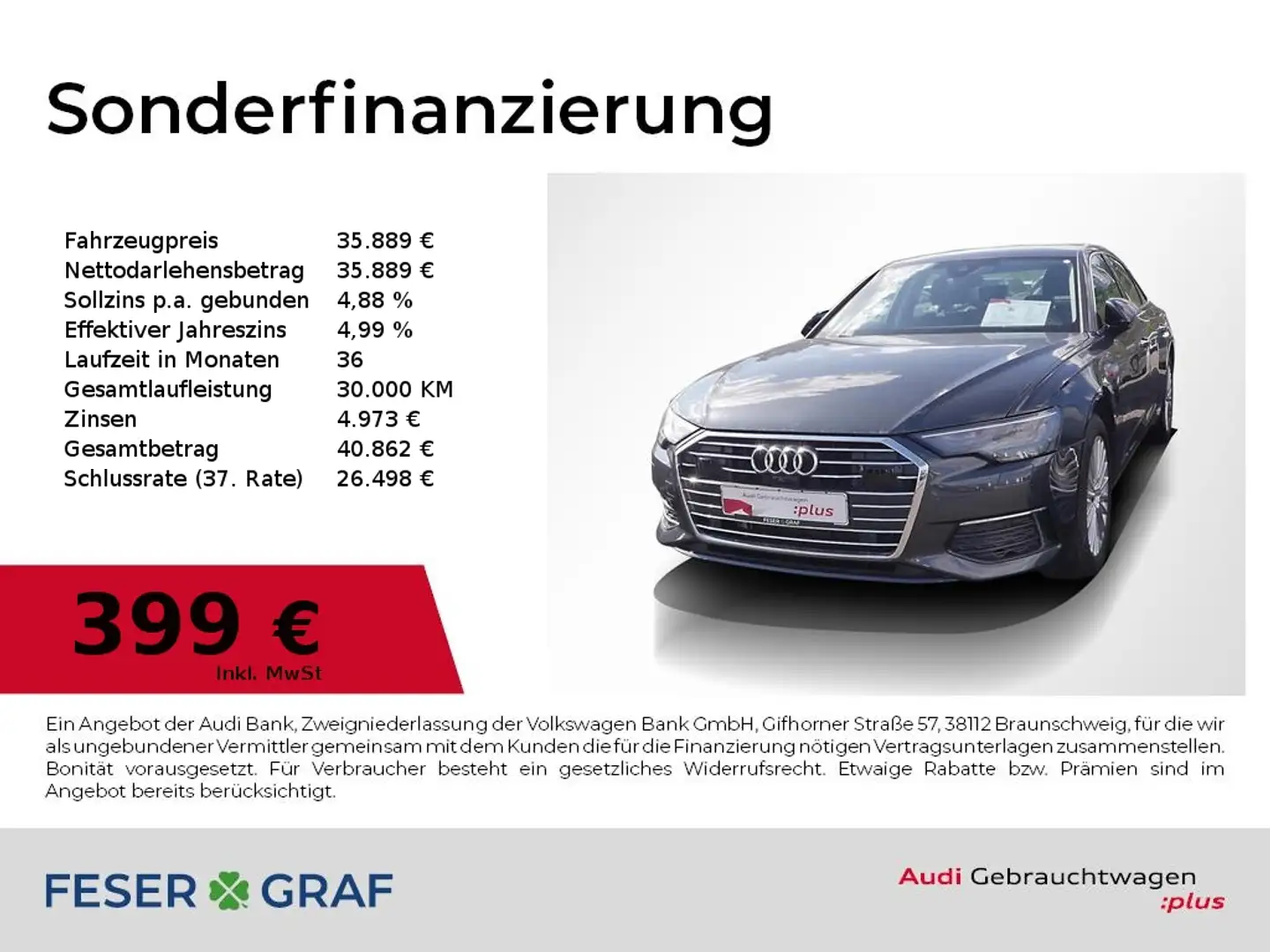 Audi A6 Lim design 35 TDI S tronic Leder,Sportsitze Grau - 1