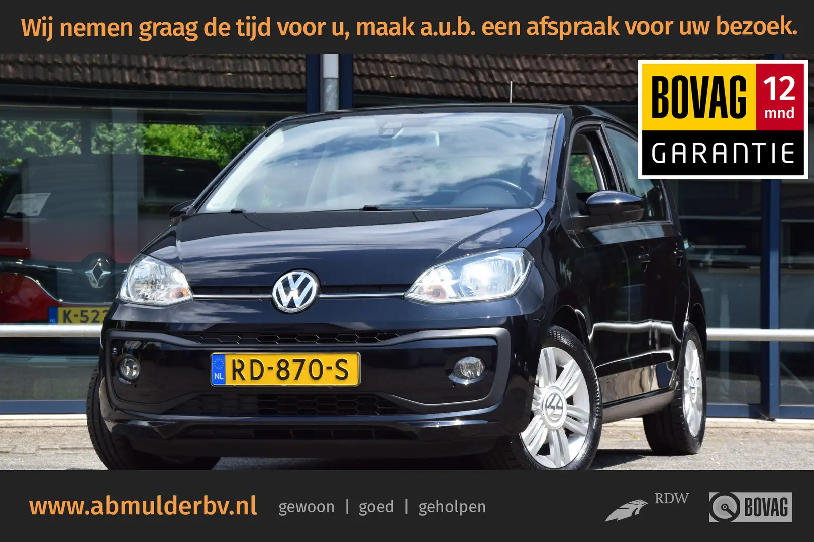 Volkswagen up! 1.0 BMT high up! 60PK | Org. NL | BOVAG Garantie | Zwart - 1